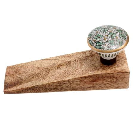 Green Butterfly Swarm Ceramic Wooden Door Stopper